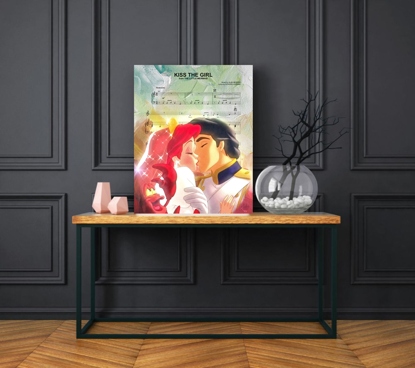 Little Mermaid Wedding Kiss the Girl Sheet Music Wall Art  | Lisa Jaye Art Designs