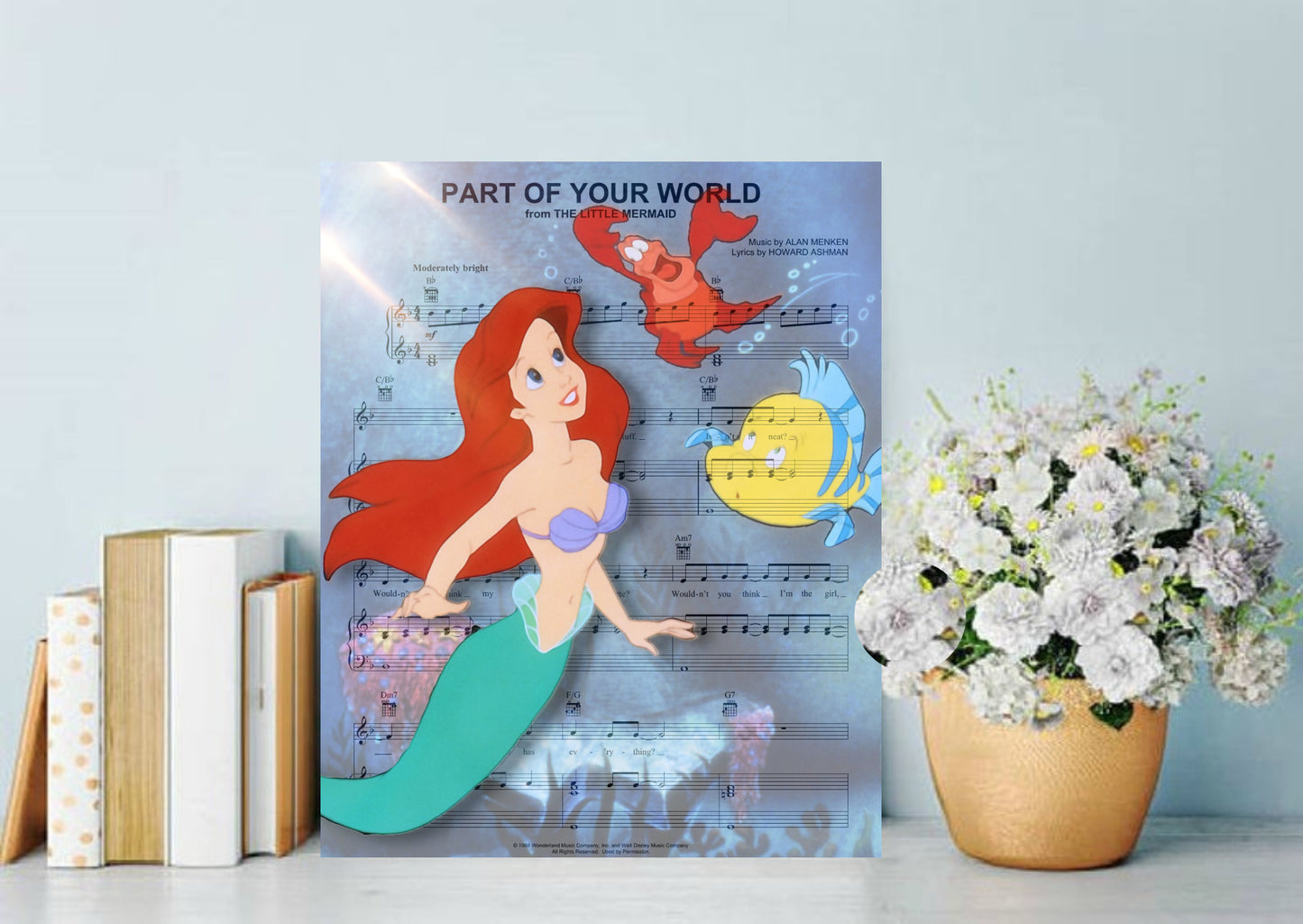 Little Mermaid Part of Your World Sheet Music Art Print Artwork Gift