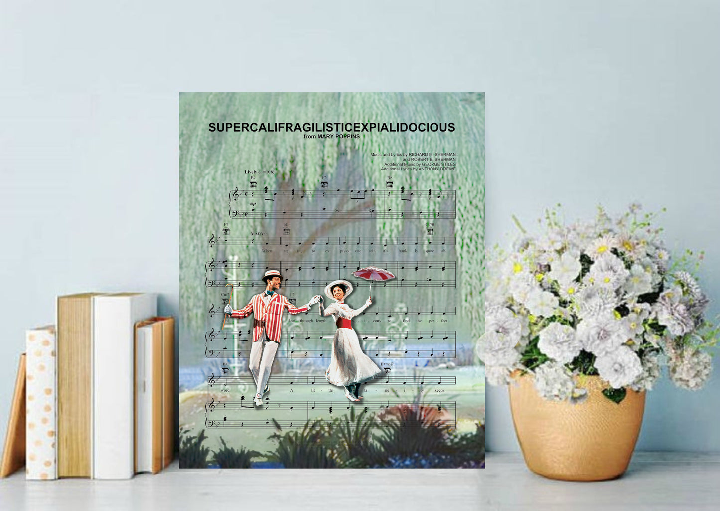 Mary Poppins Supercalifragilisticexpialidocious Sheet Music Wall Art  | Lisa Jaye Art Designs