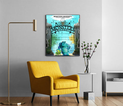 Monsters University Sheet Music Wall Art  | Lisa Jaye Art Designs