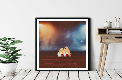 ghosts in movie theatre poster print