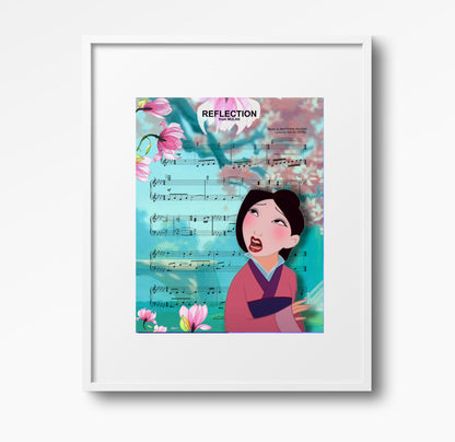 Mulan Reflection Sheet Music Wall Art  | Lisa Jaye Art Designs