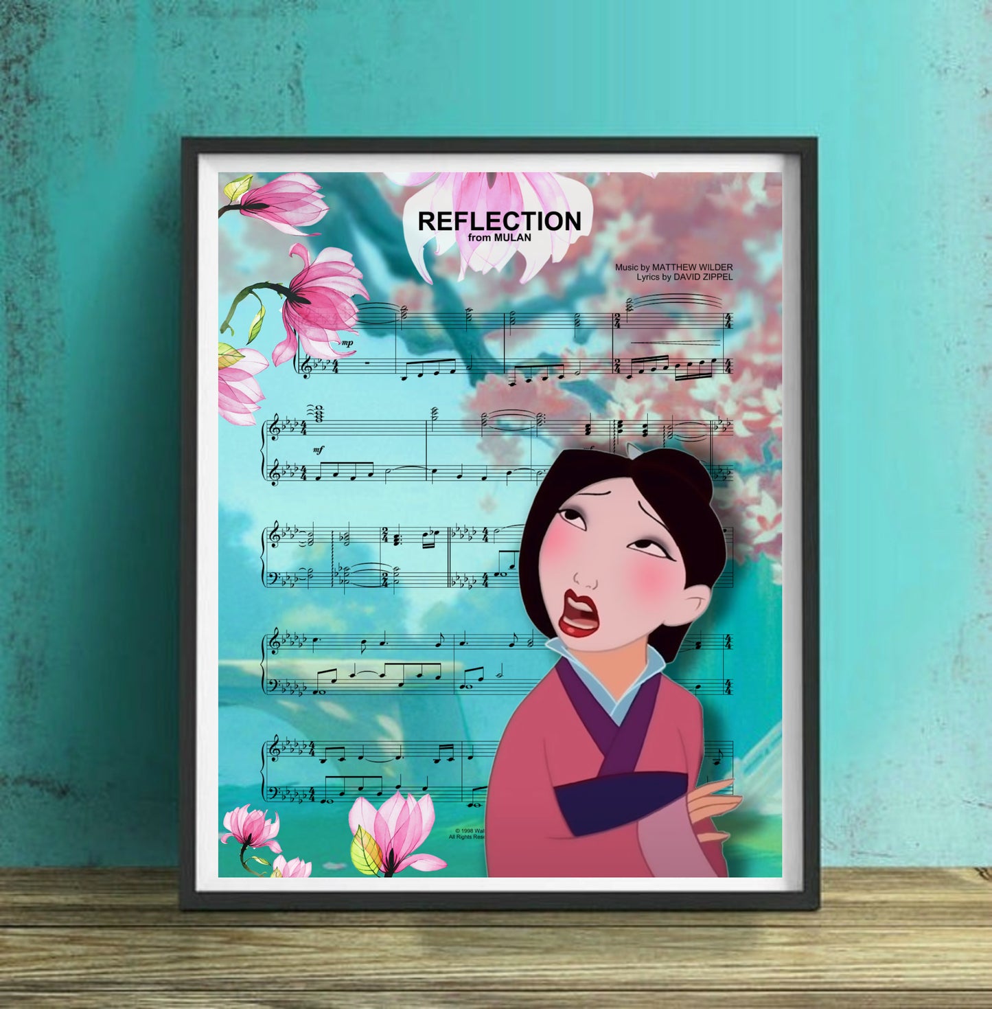 Mulan Reflection Sheet Music art artwork for sale