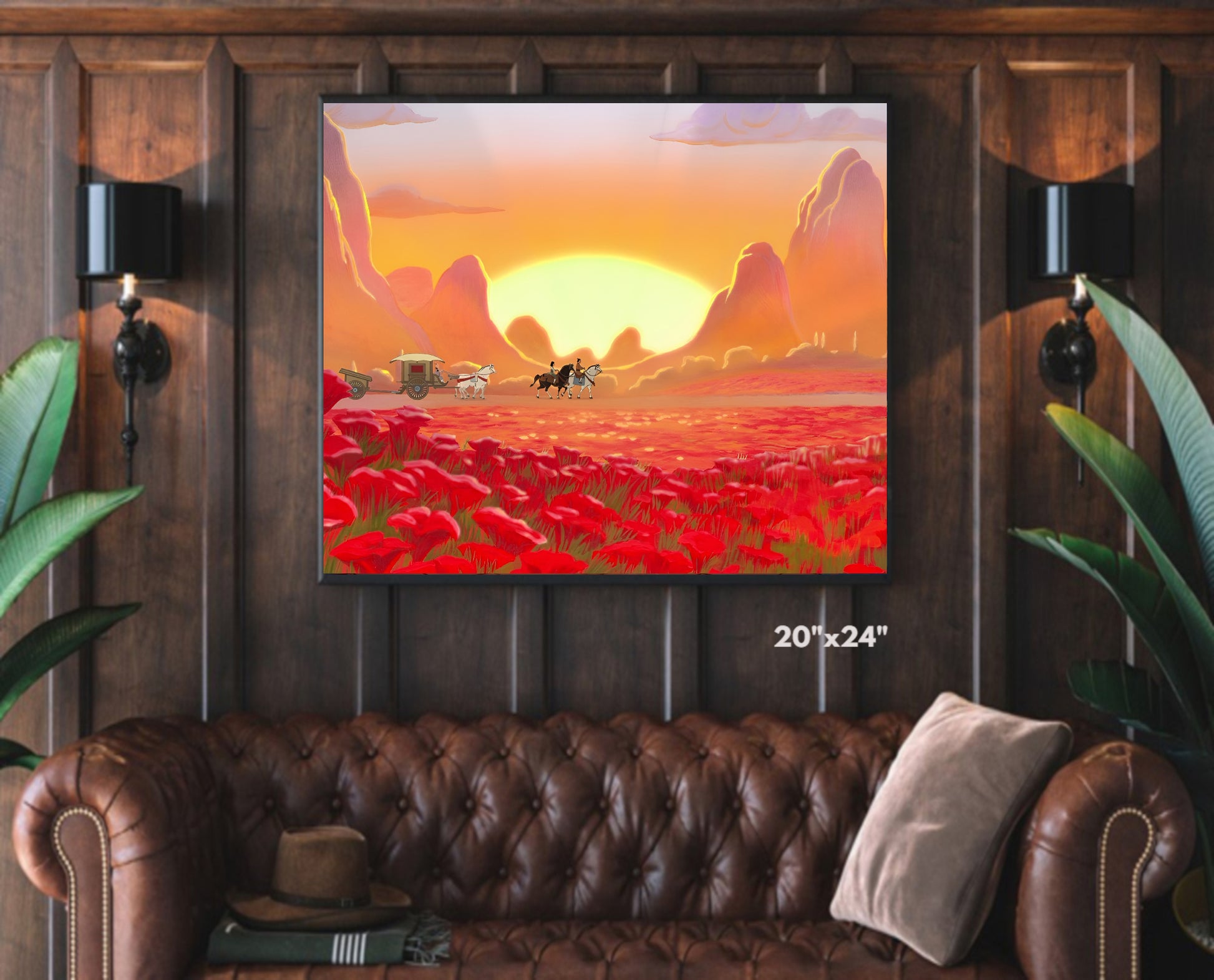 Mulan red poppies artwork canvas