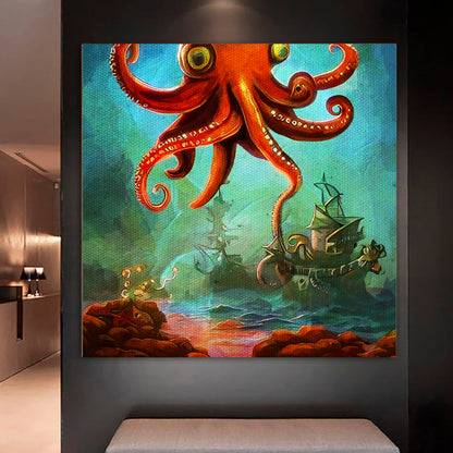 Octopus nautical painting