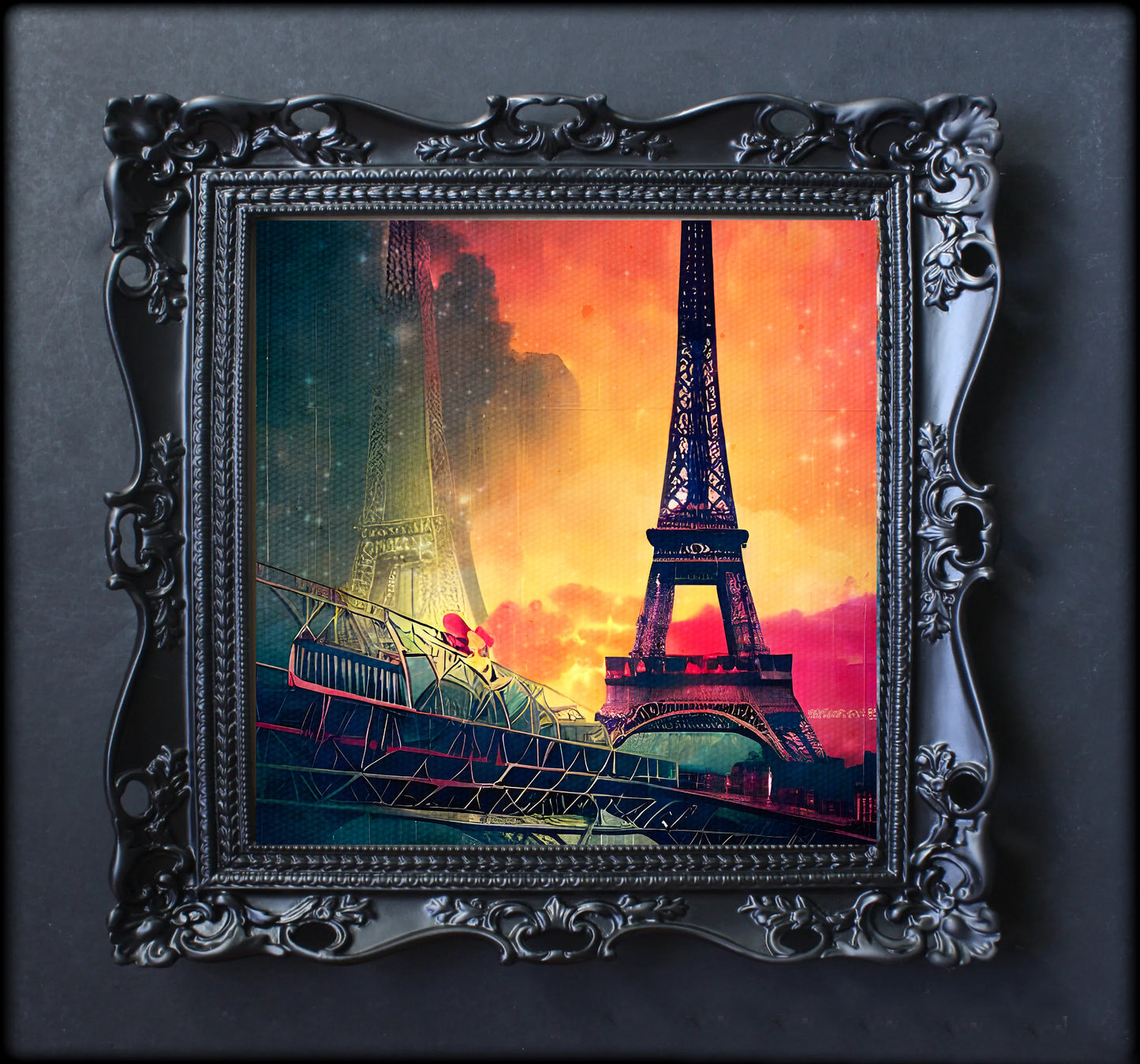Paris Eiffel tower colorful wall art artwork poster print