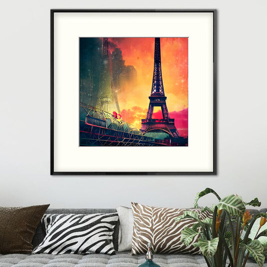 Paris Eiffel tower abstract painting