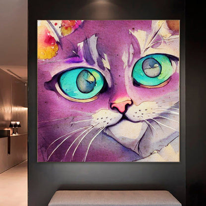 Purple Watercolor Cat Fine Art  | Lisa Jaye Art Designs