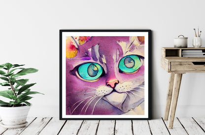 purple cat artwork painting