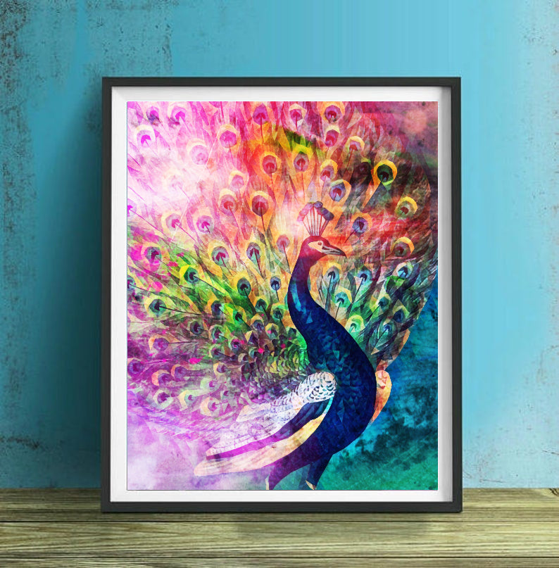Peacock colorful fine art print artwork