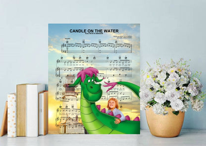Pete's Dragon Candle on the Water Sheet Music Wall Art  | Lisa Jaye Art Designs