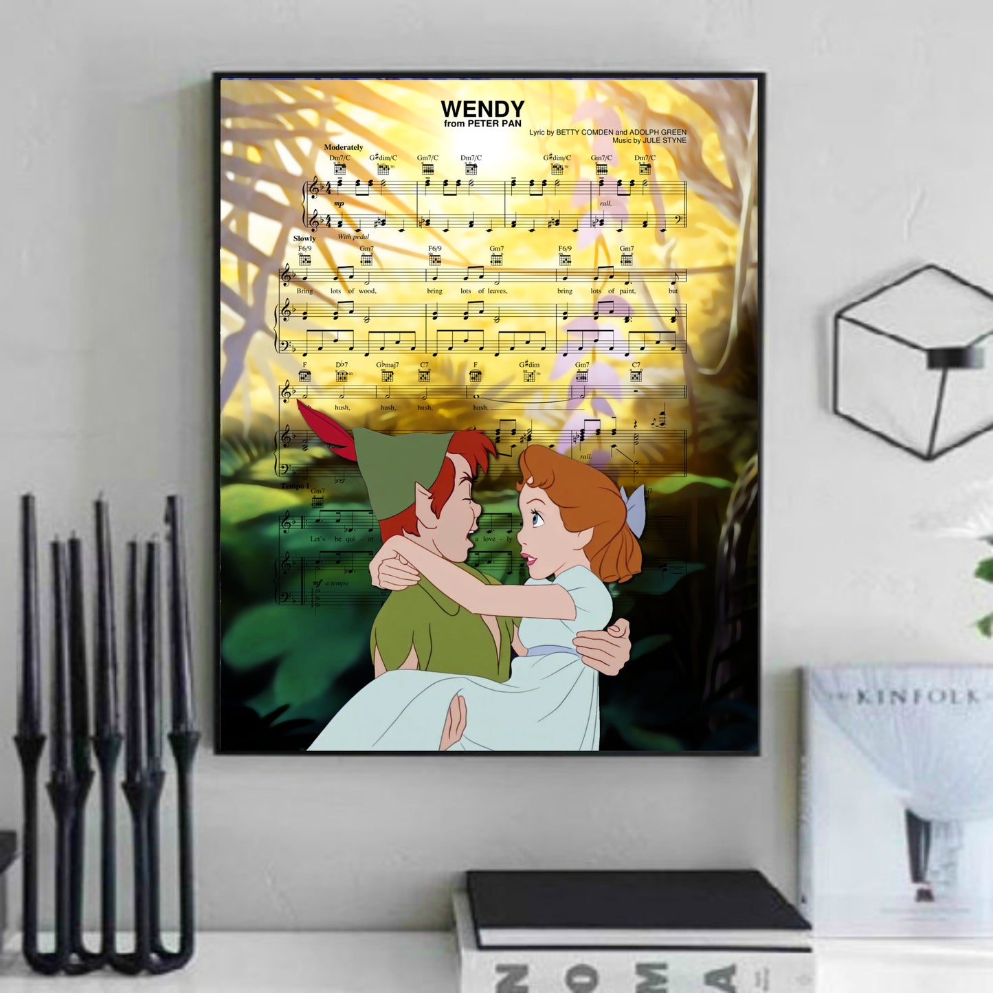 Peter Pan Wendy Sheet Music Wall Art  | Lisa Jaye Art Designs