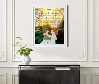 Peter Pan Wendy Sheet Music Wall Art  | Lisa Jaye Art Designs
