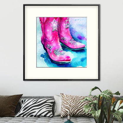 Pink Rhinestone Cowboy Boots Wall Art  | Lisa Jaye Art Designs