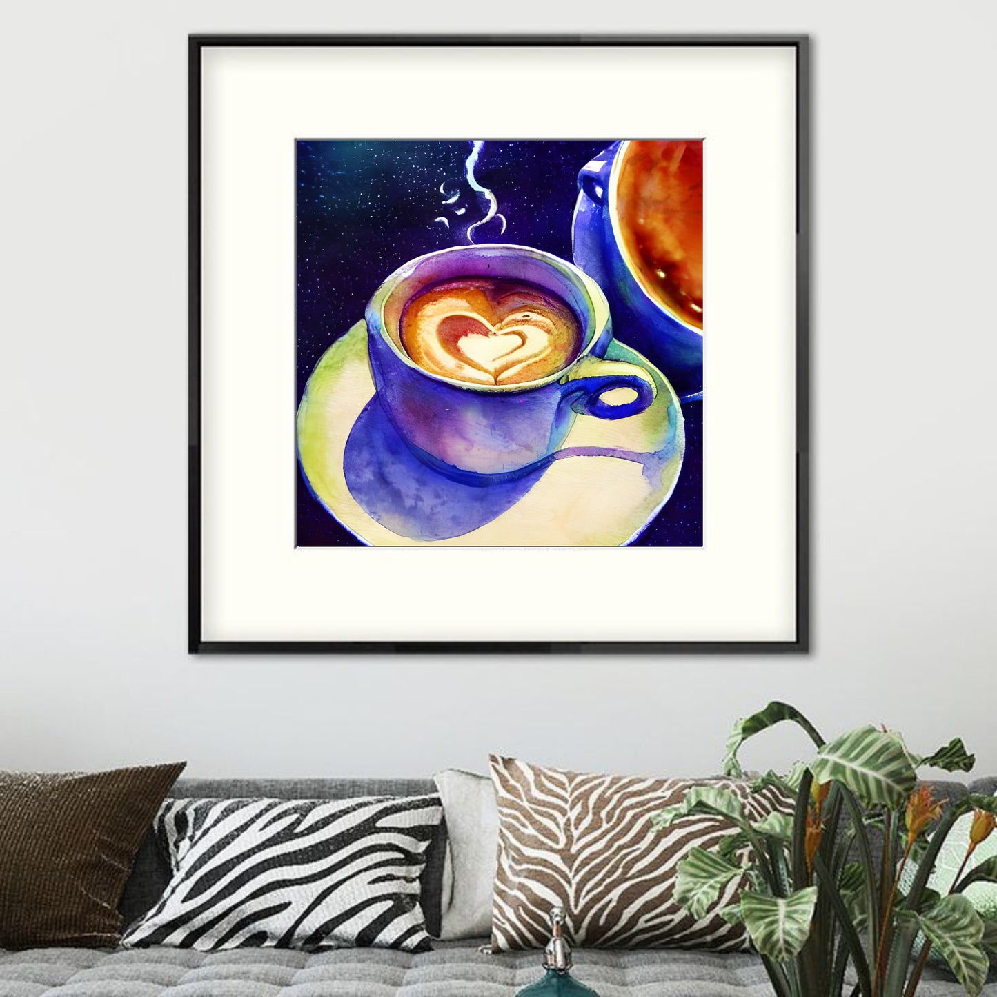 Coffee Cup w/ Froth Heart Purple Fine Art  | Lisa Jaye Art Designs