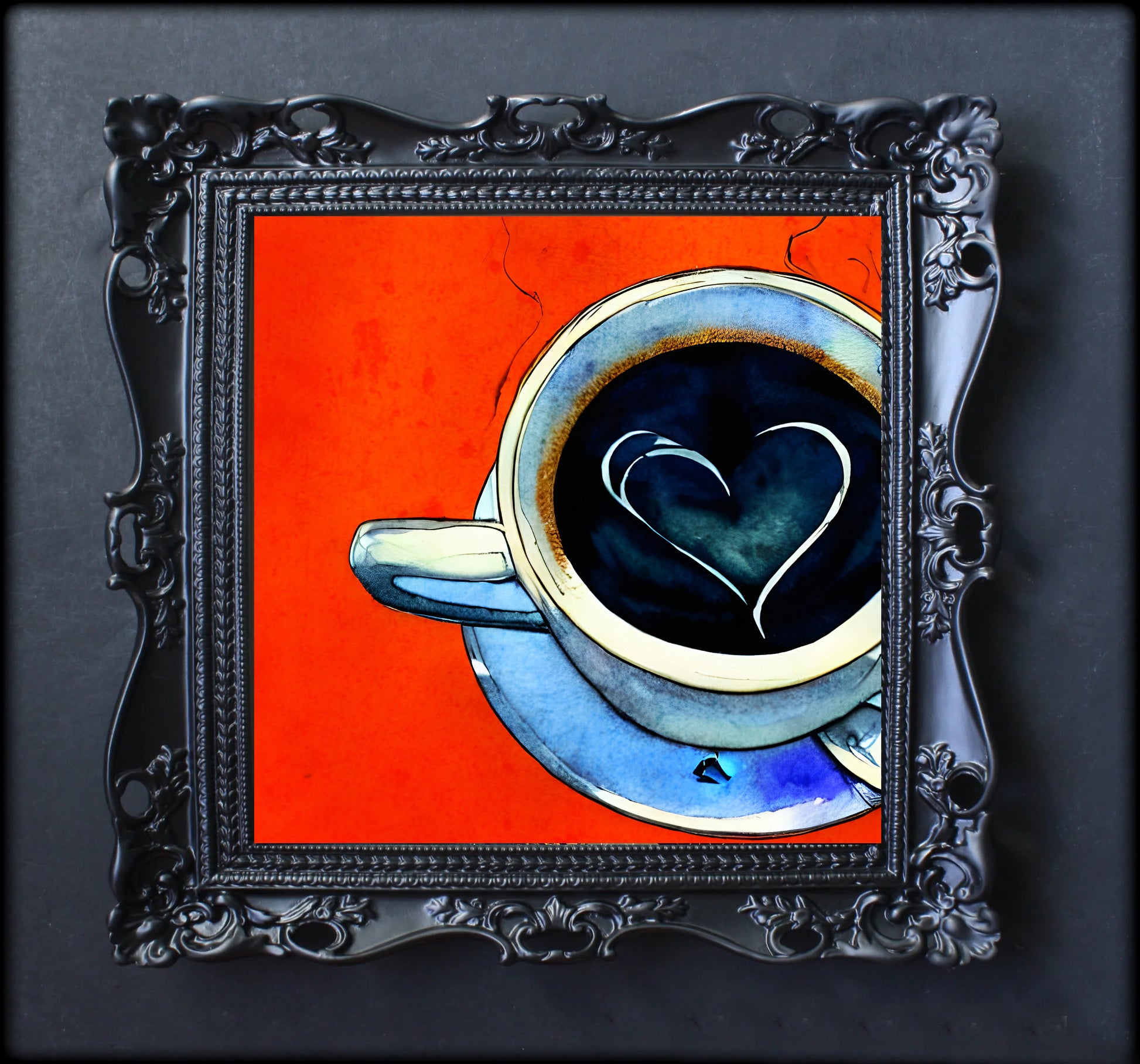coffee shop heart froth wall art artwork