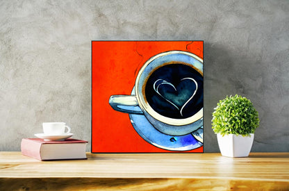 coffee heart froth wall art poster canvas