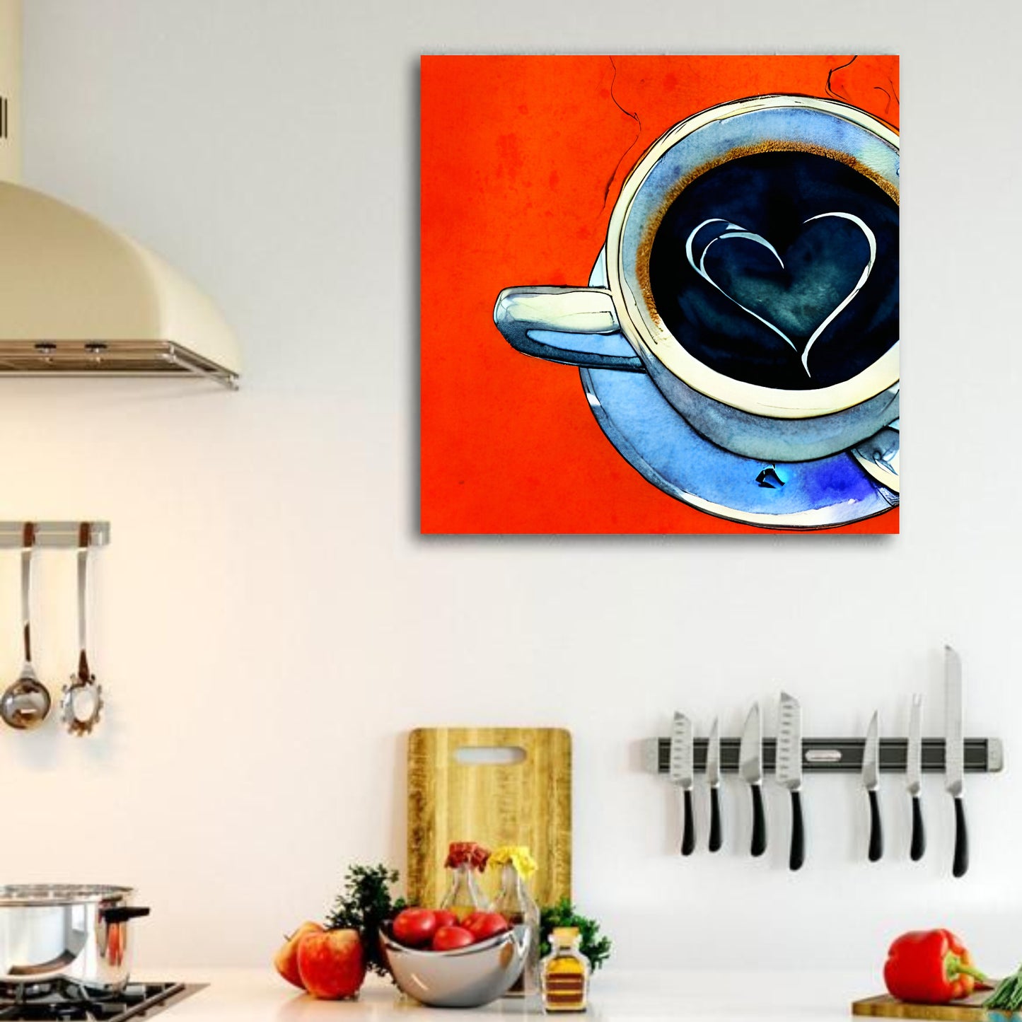 Coffee cup art for kitchen