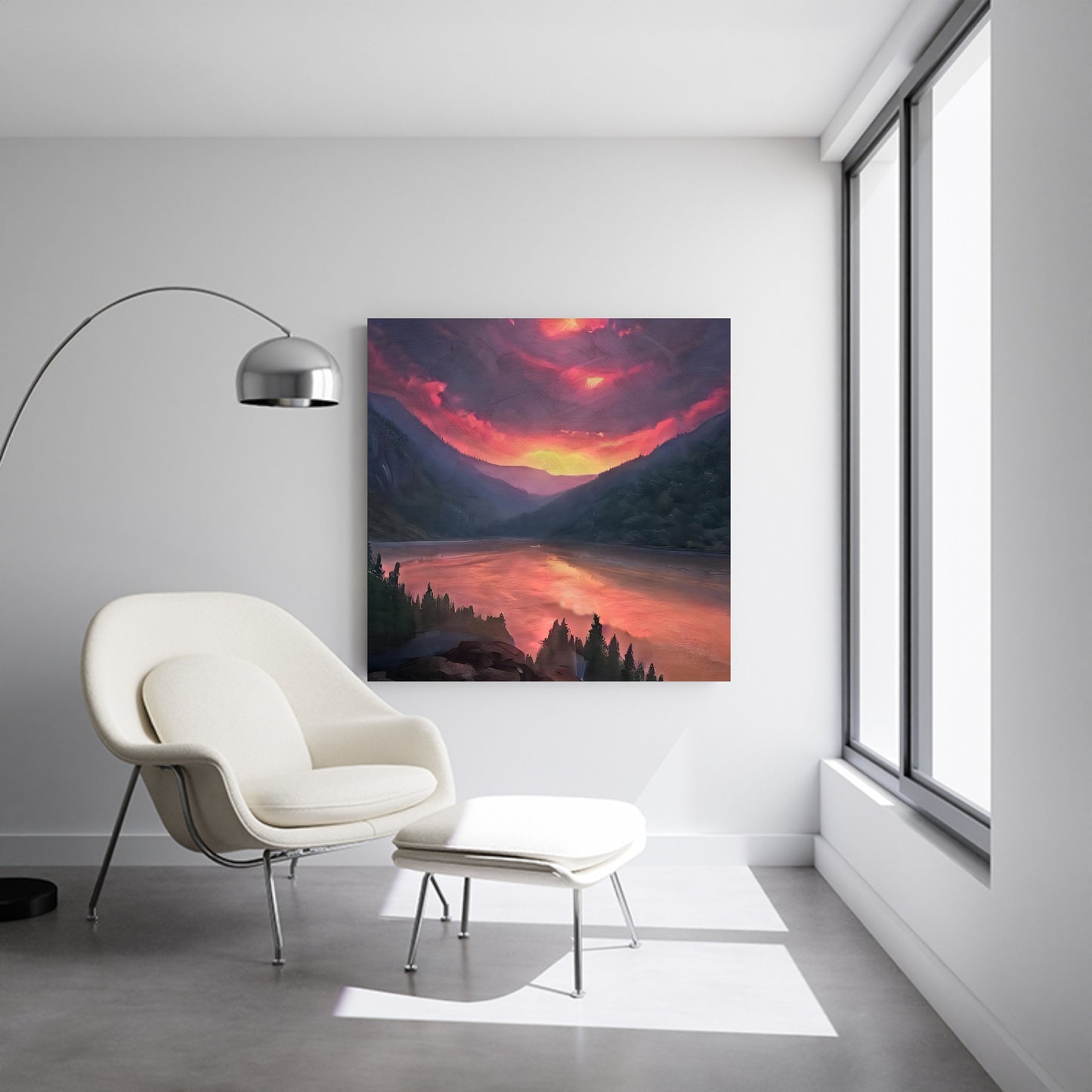 pink sunset canvas painting art