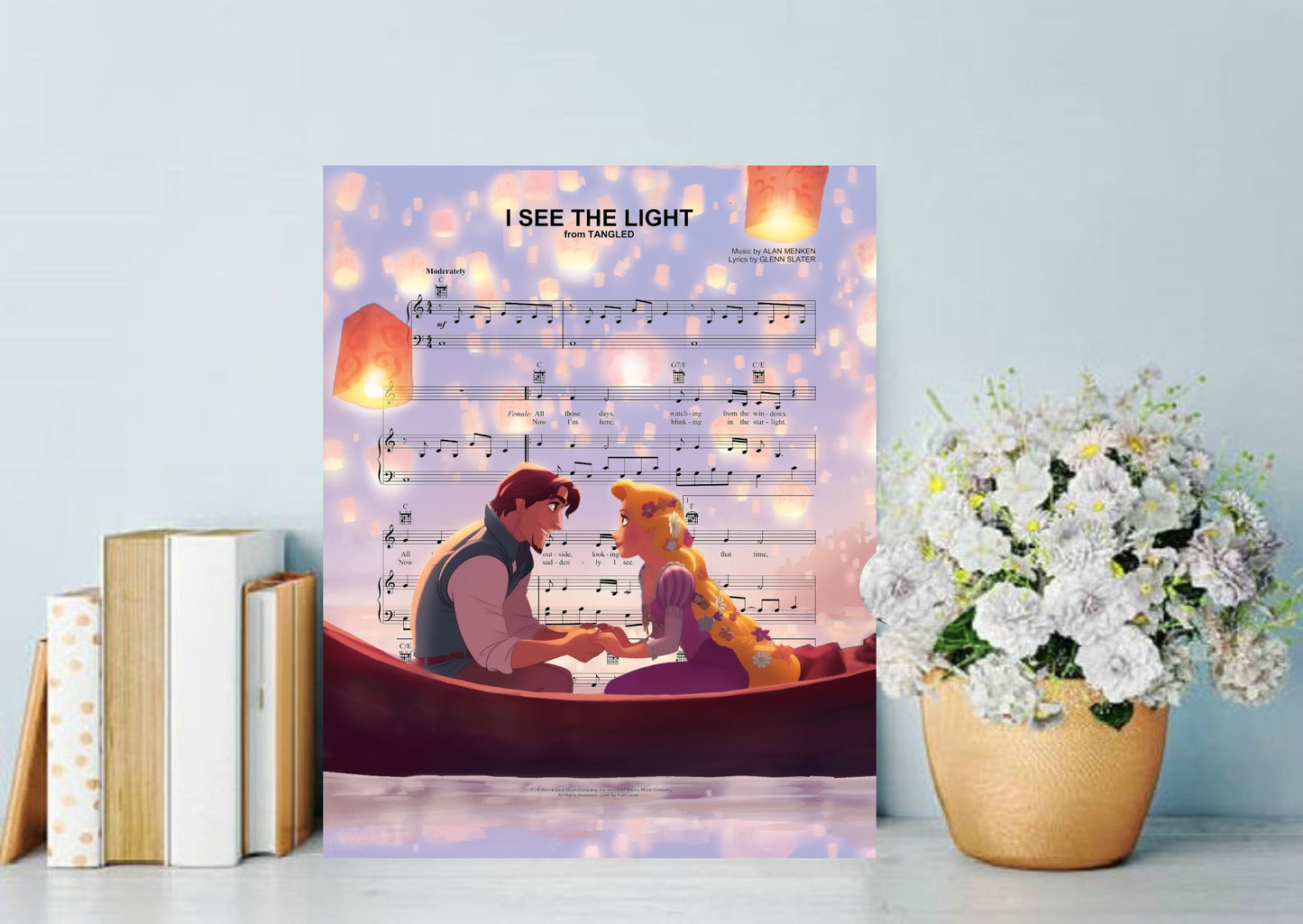 Tangled Lanterns Sheet Music Wall Art  | Lisa Jaye Art Designs