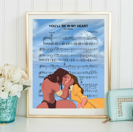 Tarzan and Jane You'll Be in My Heart Sheet Music Art