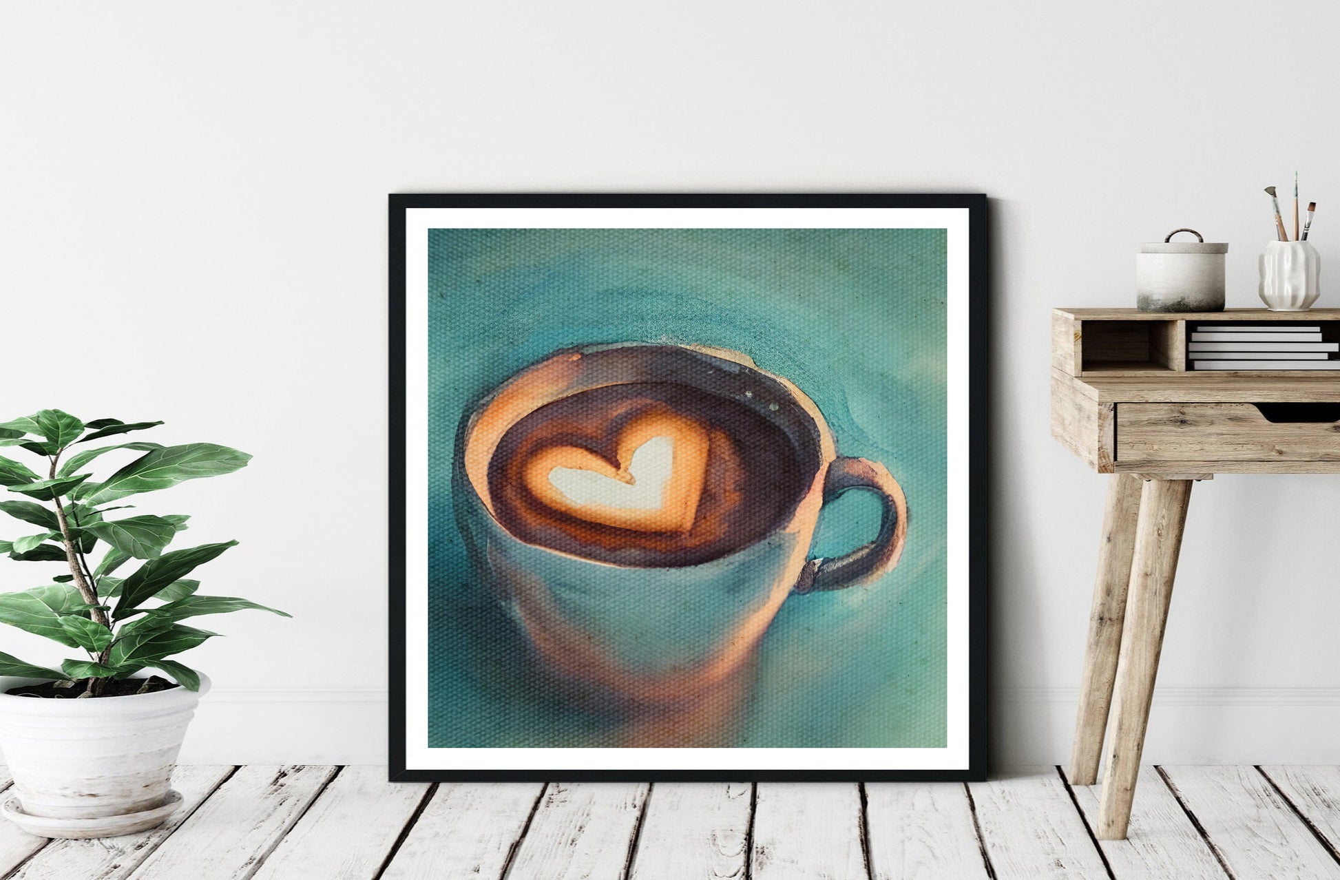 coffee cup art print watercolor