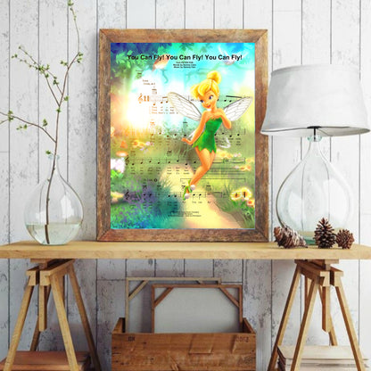 Tinkerbell You Can Fly! Sheet Music Original Wall Art  | Lisa Jaye Art Designs