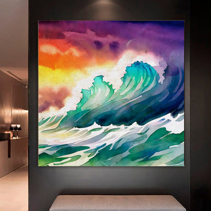 large colorful waves painting