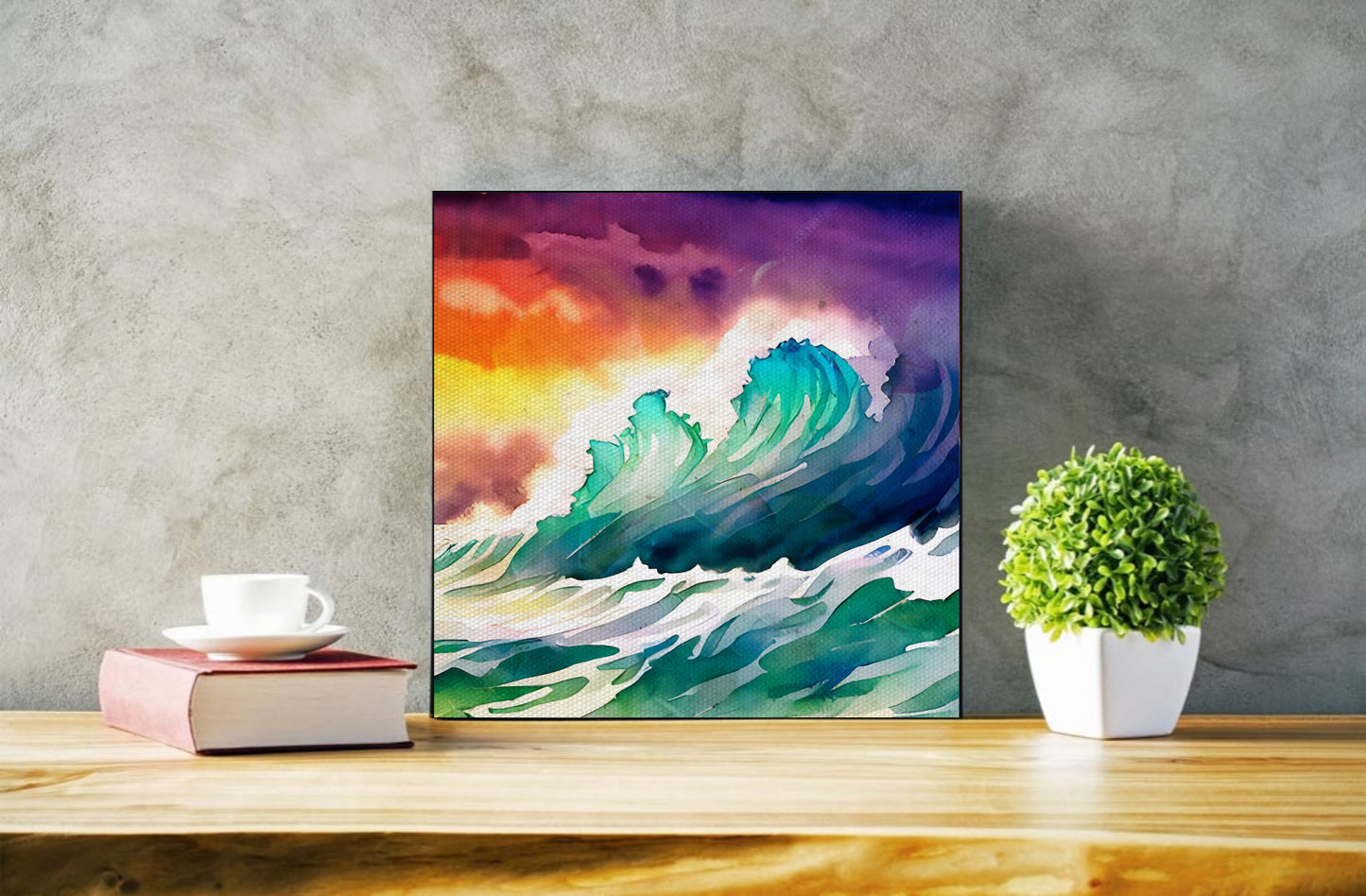 colorful waves painting abstract canvas