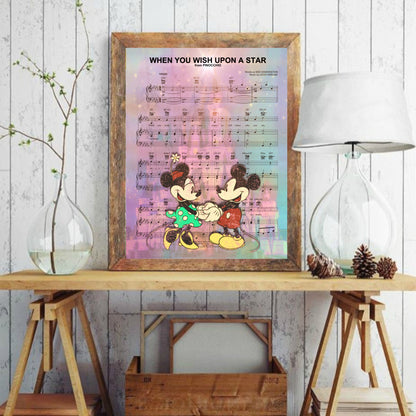 Mickey and Minnie When You Wish Upon a Star Original Fine Art  | Lisa Jaye Art Designs