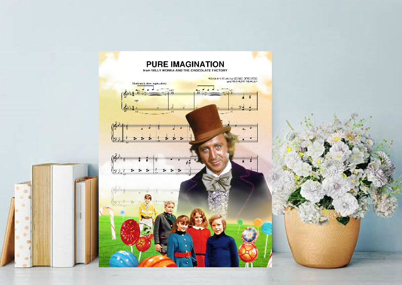 Willy Wonka Pure Imagination Sheet Music Wall Art  | Lisa Jaye Art Designs
