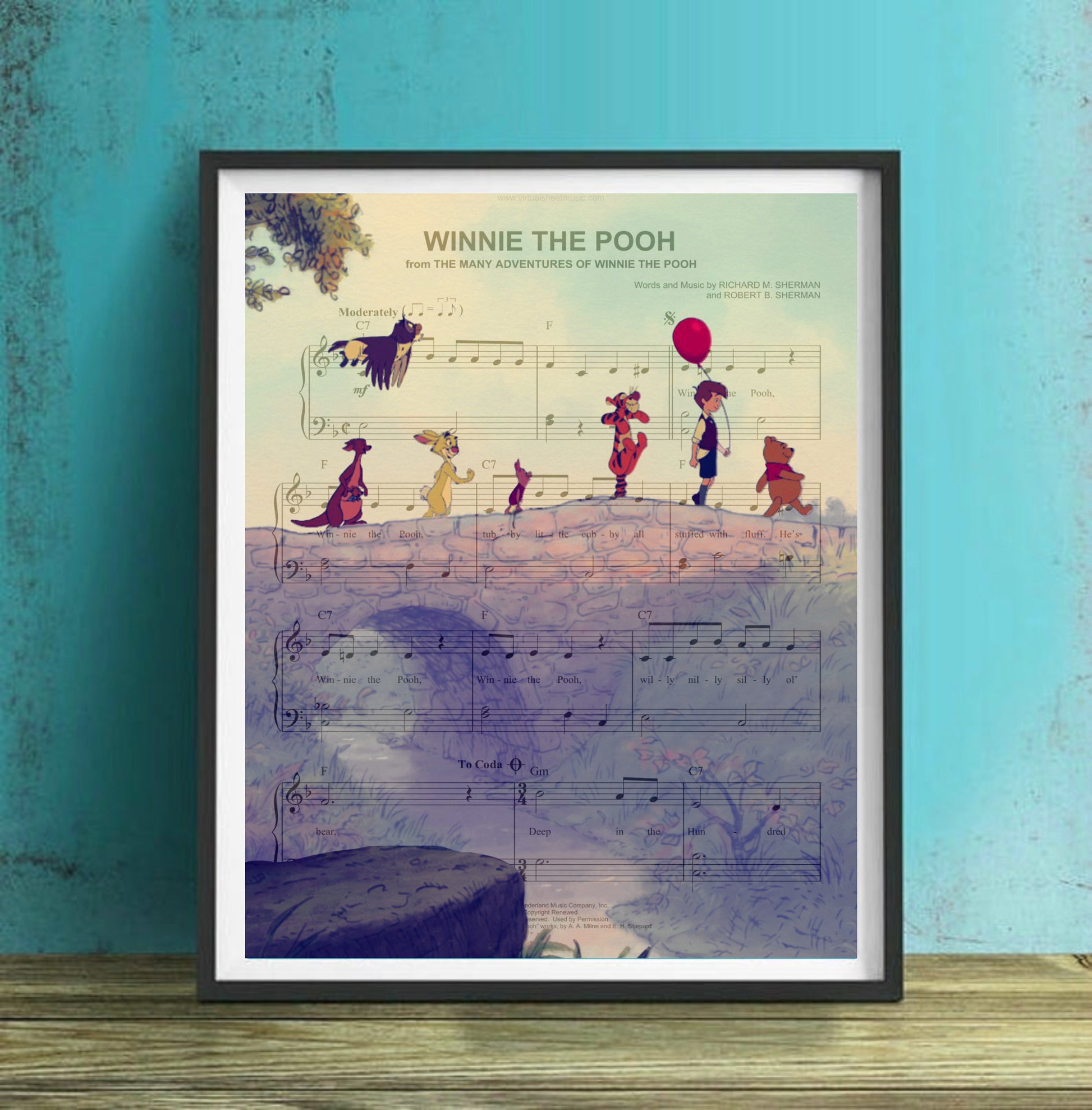 Winnie the Pooh Wall Art for Nursery or Kids Room Painting Print Canvas