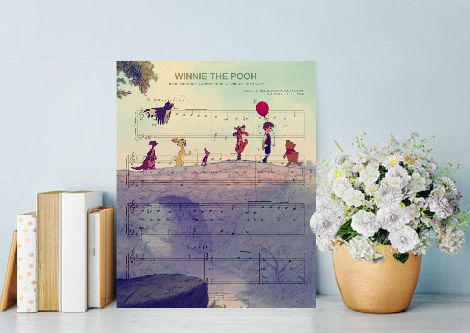 Winnie the Pooh Wall Art Gift for Baby Shower Nursery 