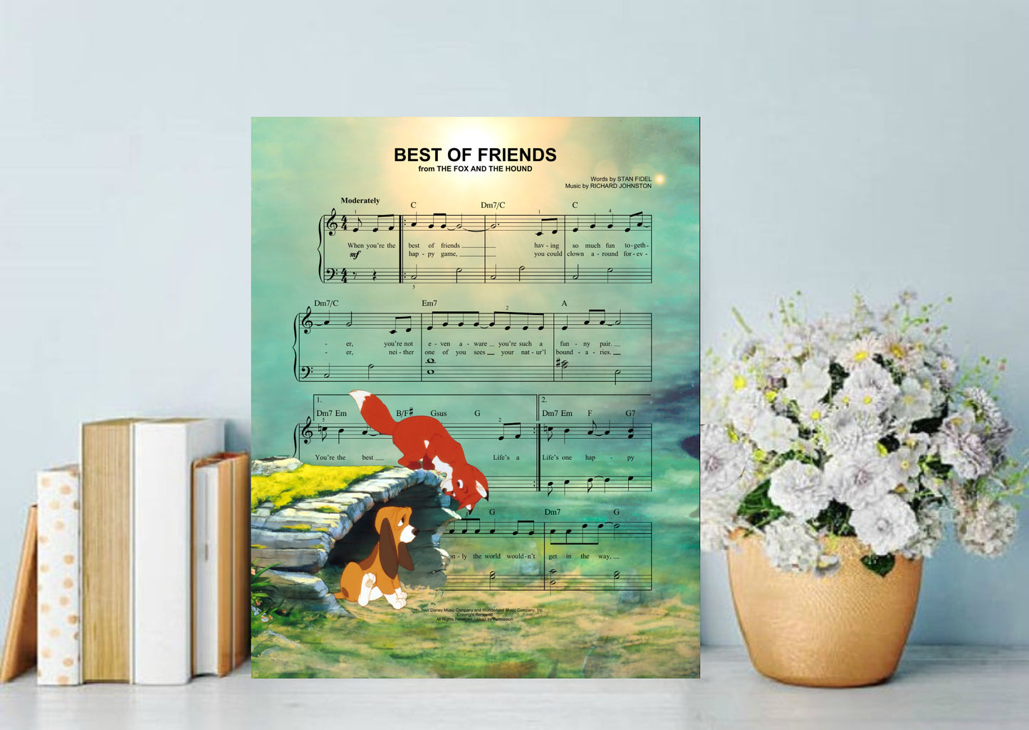 Fox and the Hound Best of Friends Sheet Music Wall Art